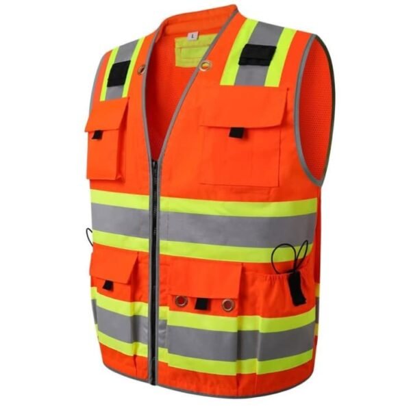 Orange and Neon Green Sleeveless Safety Jacket