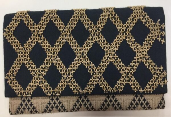 Golden and Black Flapped Handbag