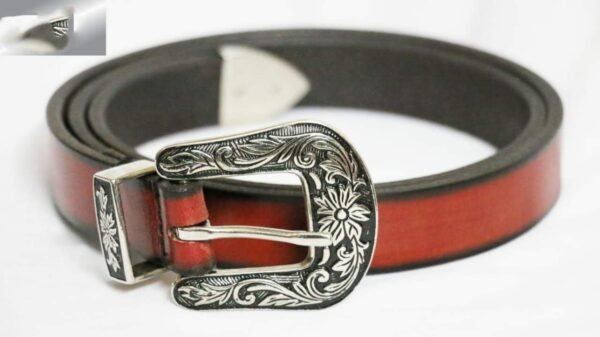 Tan Brown Antique Buckle Belt