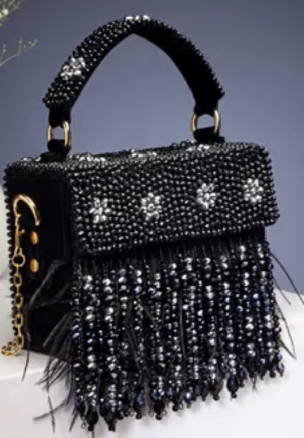 Black Handbag with Sequence and Beads
