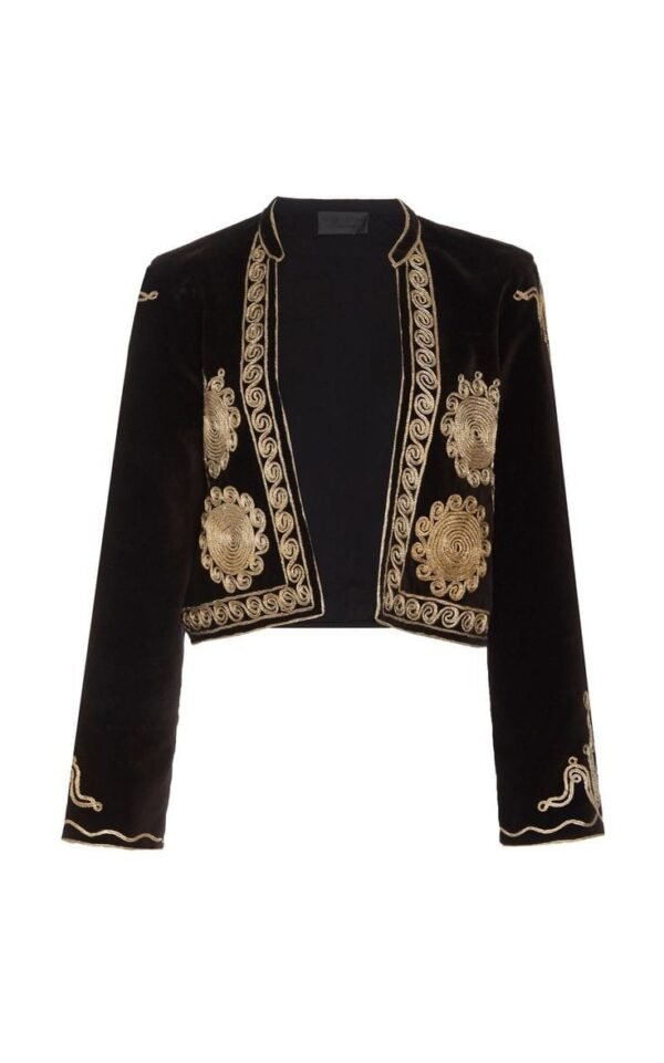 Black Jacket For Women With Golden Flowers