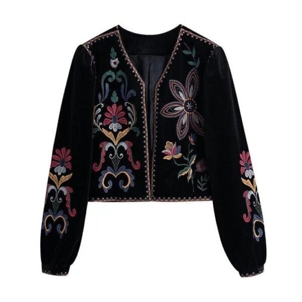 Black Bohemian Jacket Multicolored