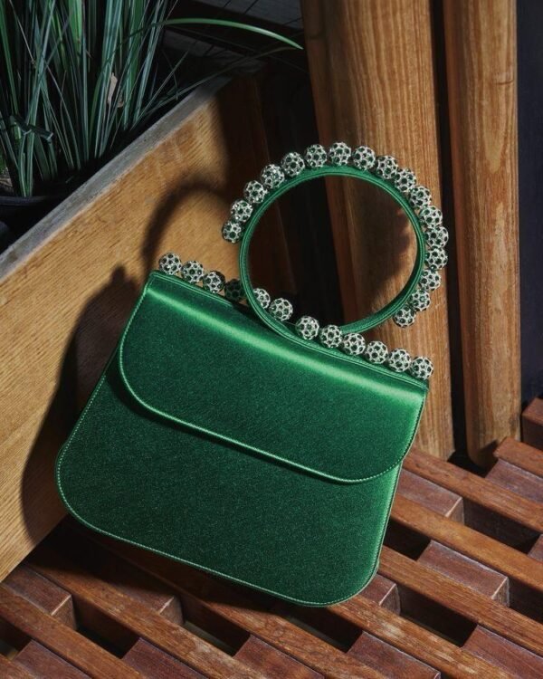 Green Hard Synthetic Handbag
