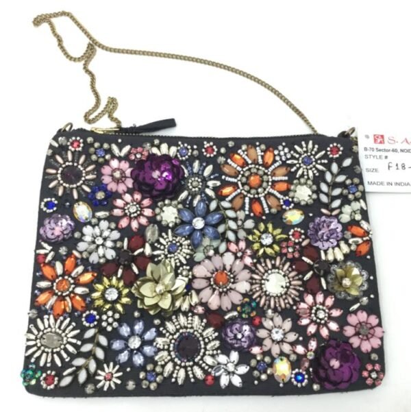 Multicolor Flowers with Black Base Sling Bag