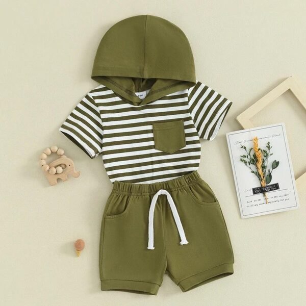 kids hooded summer clothing set for boys and girls