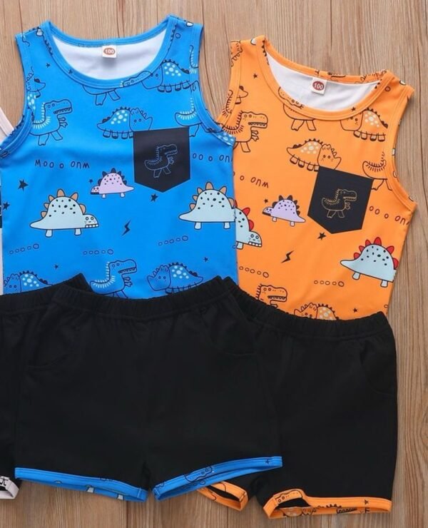 Kids' Blue Sleeveless Top and Shorts Set – Casual Summer Outfit