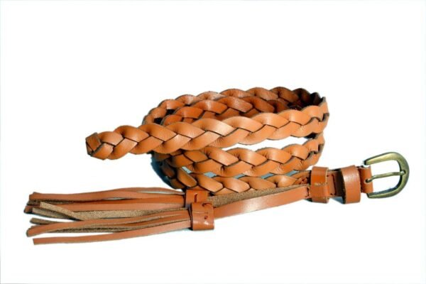 Women’s Skinny PU Leather Belt – Braided, Hole-Free Design for Jeans, Dresses & Skirts